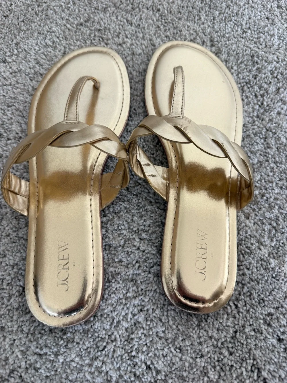 J. Crew Metallic Gold Braided Thong Sandals